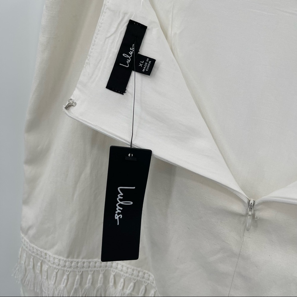 Lulu’s women’s cream NWT fringe mini skirt size XL Lined Back Zip Ramie/cotton - Picture 7 of 7